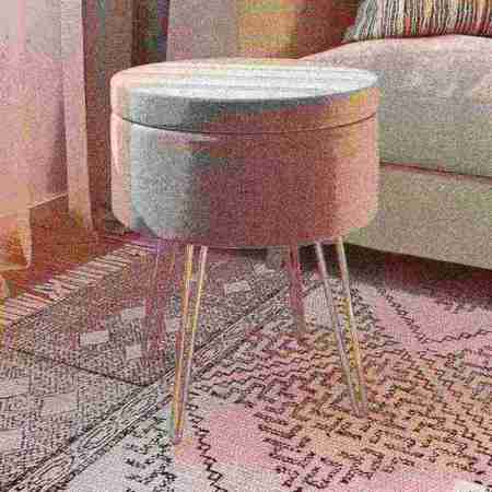 HASTINGS HOME Round Gray Ottoman and Hairpin Legs 109348NZL